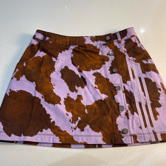 adidas Dresses & Skirts - adidas Lilac and Brown Cowprint Button-Front Mini Skirt